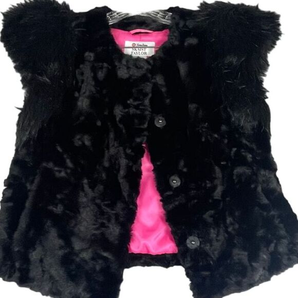 Skaist Taylor Neiman Marcus‎ for Target, size small, faux fur vest, black pink - Picture 1 of 13